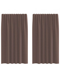 Tende in Voile con Linguetta 2 pz Marrone 2