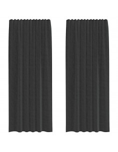 Tende in Voile con Linguetta 2 pz Nero 2