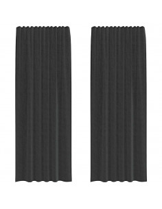 Tende in Voile con Linguetta 2 pz Nero 2