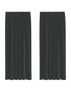 Tende in Voile con Linguetta 2 pz Nero 2