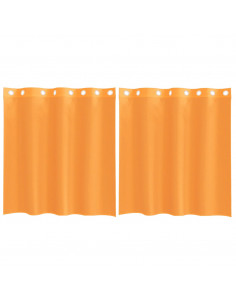 Tende in Voile con Occhielli 2 pz Arancio 140x140 cm 2