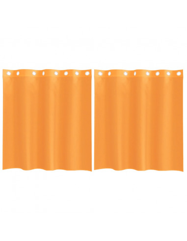 Tende in Voile con Occhielli 2 pz Arancio 140x140 cm