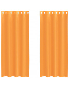 Tende in Voile con Occhielli 2 pz Arancio 140x225 cm 2
