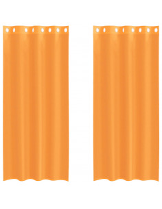 Tende in Voile con Occhielli 2 pz Arancio 140x245 cm 2