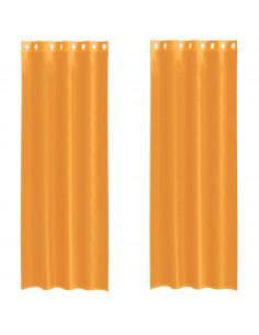 Tende in Voile con Occhielli 2 pz Arancio 140x260 cm 2