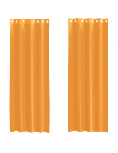 Tende in Voile con Occhielli 2 pz Arancio 140x260 cm