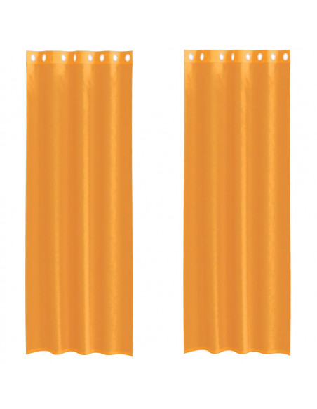 Tende in Voile con Occhielli 2 pz Arancio 140x260 cm