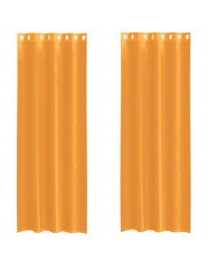 Tende in Voile con Occhielli 2 pz Arancio 140x300 cm 2