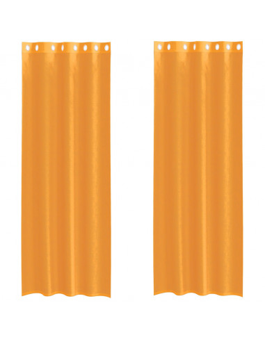 Tende in Voile con Occhielli 2 pz Arancio 140x300 cm