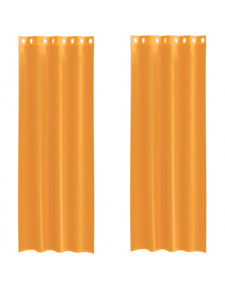 Tende in Voile con Occhielli 2 pz Arancio 140x300 cm