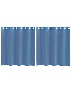 Tende in Voile con Occhielli 2 pz Blu Reale 2