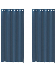 Tende in Voile con Occhielli 2 pz Blu Reale 2