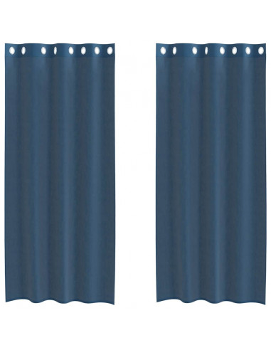Tende in Voile con Occhielli 2 pz Blu Reale