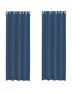 Tende in Voile con Occhielli 2 pz Blu Reale 2
