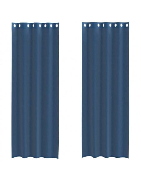 Tende in Voile con Occhielli 2 pz Blu Reale