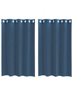 Tende in Voile con Occhielli 2 pz Blu Reale 2