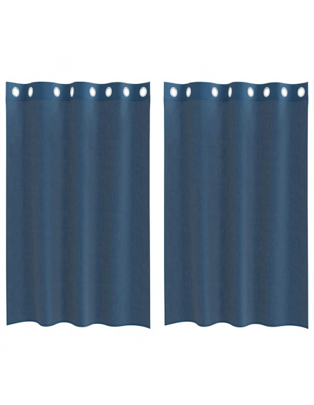 Tende in Voile con Occhielli 2 pz Blu Reale