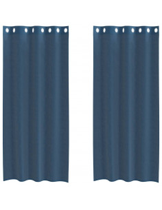 Tende in Voile con Occhielli 2 pz Blu Reale 2