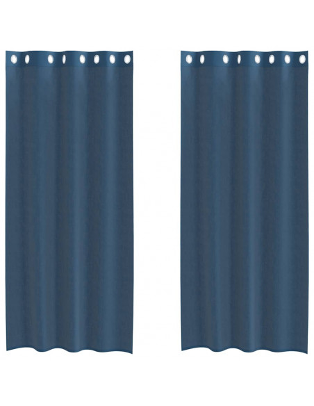 Tende in Voile con Occhielli 2 pz Blu Reale