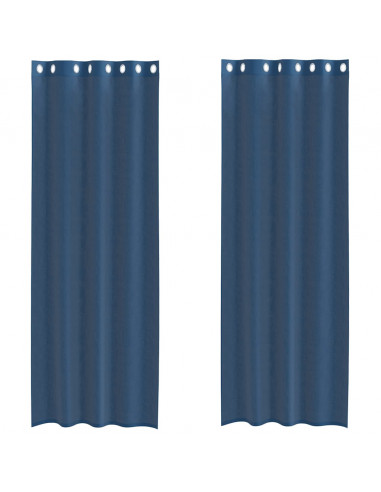 Tende in Voile con Occhielli 2 pz Blu Reale