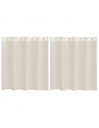 Tende in Voile con Occhielli 2 pz Crema 140x140 cm
