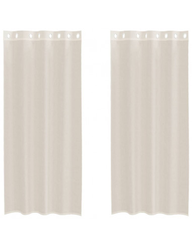 Tende in Voile con Occhielli 2 pz Crema 140x225 cm
