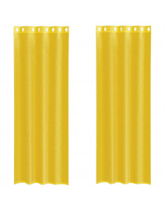 Tende in Voile con Occhielli 2 pz Giallo 2