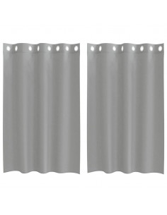 Tende in Voile con Occhielli 2 pz Grigio Chiaro 140x175 cm 2