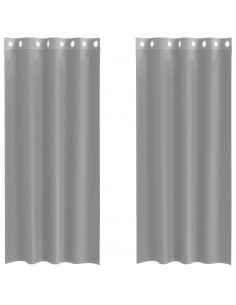 Tende in Voile con Occhielli 2 pz Grigio Chiaro 140x225 cm 2