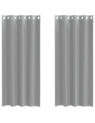 Tende in Voile con Occhielli 2 pz Grigio Chiaro 140x225 cm