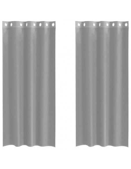 Tende in Voile con Occhielli 2 pz Grigio Chiaro 140x225 cm