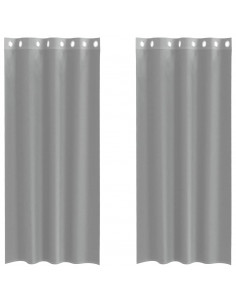 Tende in Voile con Occhielli 2 pz Grigio Chiaro 140x245 cm 2