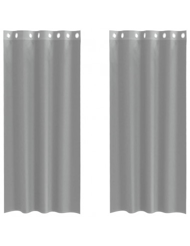 Tende in Voile con Occhielli 2 pz Grigio Chiaro 140x245 cm