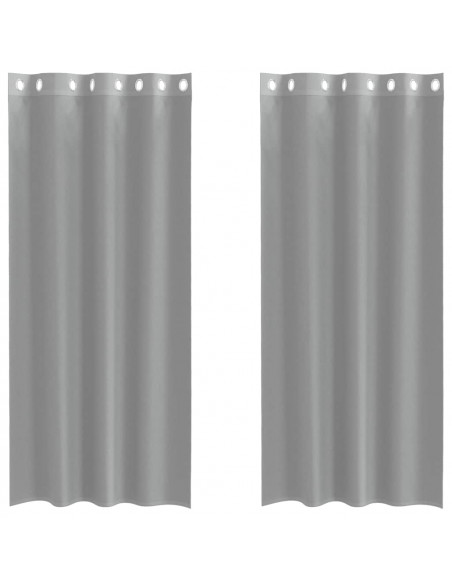 Tende in Voile con Occhielli 2 pz Grigio Chiaro 140x245 cm