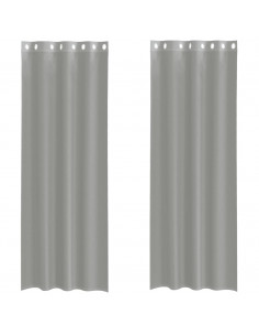 Tende in Voile con Occhielli 2 pz Grigio Chiaro 140x260 cm 2