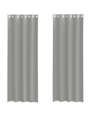 Tende in Voile con Occhielli 2 pz Grigio Chiaro 140x260 cm