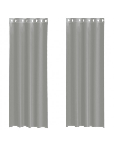 Tende in Voile con Occhielli 2 pz Grigio Chiaro 140x260 cm