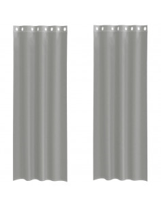 Tende in Voile con Occhielli 2 pz Grigio Chiaro 140x300 cm 2