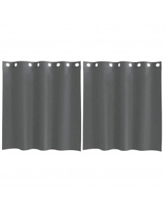 Tende in Voile con Occhielli 2 pz Grigio Scuro 140x140 cm 2