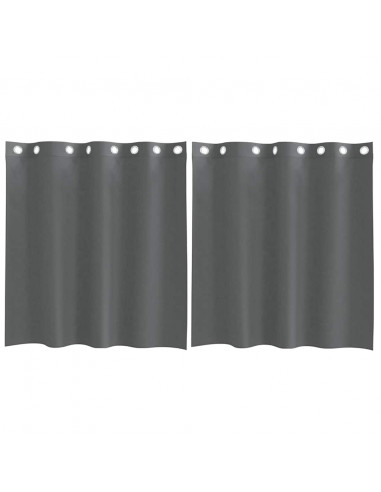 Tende in Voile con Occhielli 2 pz Grigio Scuro 140x140 cm