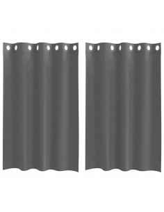 Tende in Voile con Occhielli 2 pz Grigio Scuro 140x175 cm 2
