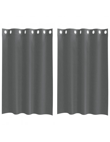 Tende in Voile con Occhielli 2 pz Grigio Scuro 140x175 cm