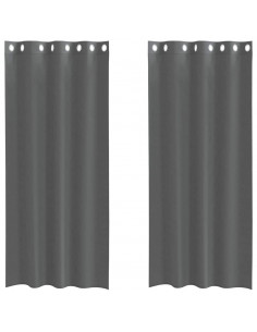 Tende in Voile con Occhielli 2 pz Grigio Scuro 140x225 cm 2