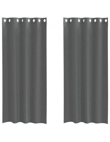 Tende in Voile con Occhielli 2 pz Grigio Scuro 140x245 cm