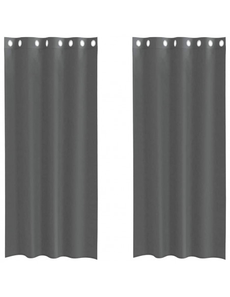 Tende in Voile con Occhielli 2 pz Grigio Scuro 140x245 cm