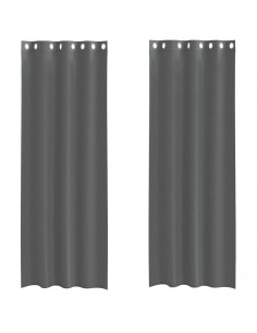 Tende in Voile con Occhielli 2 pz Grigio Scuro 140x260 cm 2