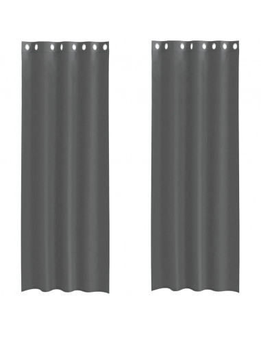 Tende in Voile con Occhielli 2 pz Grigio Scuro 140x260 cm