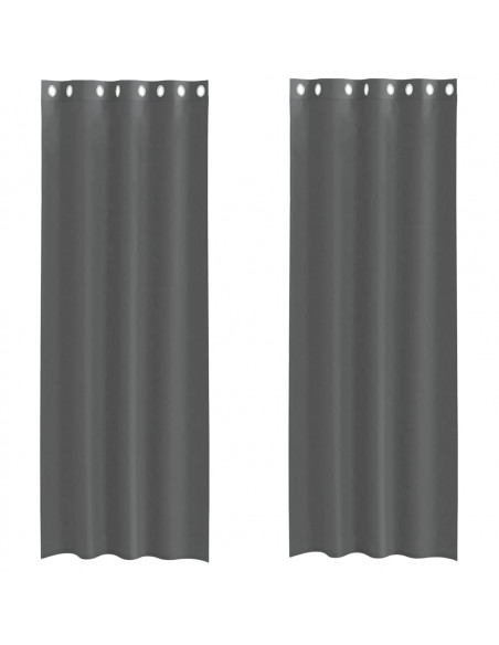 Tende in Voile con Occhielli 2 pz Grigio Scuro 140x260 cm