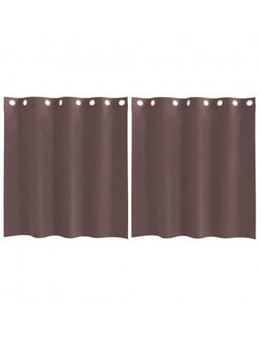 Tende in Voile con Occhielli 2 pz Marrone 140x140 cm
