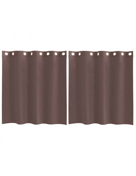 Tende in Voile con Occhielli 2 pz Marrone 140x140 cm